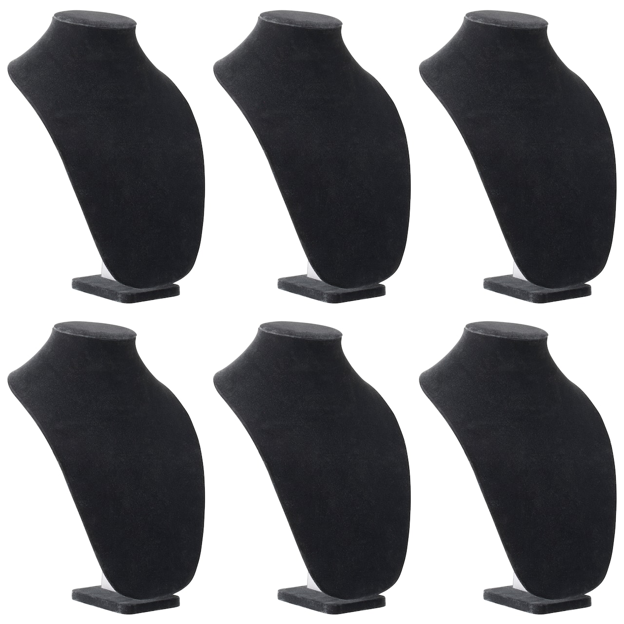6 Pack: 12" Black Velvet 3D Necklace Stand by Bead Landing™